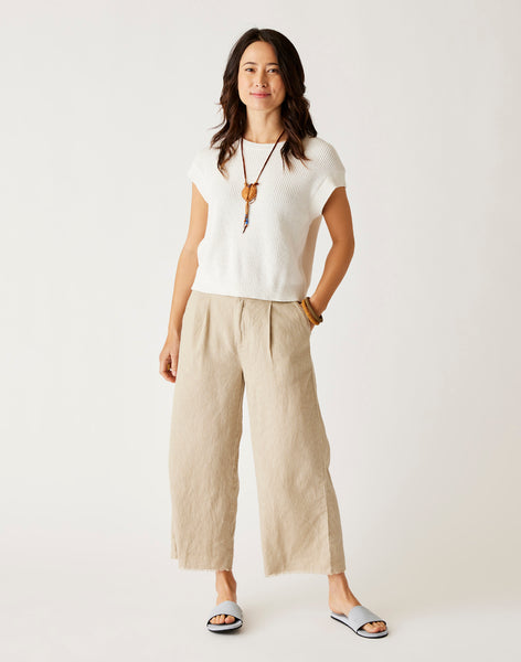 Suki Linen Pant: Navy Texture